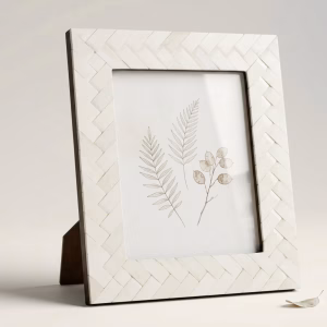White Bone Inlay Photo Frame – Handmade Woven Picture Frame